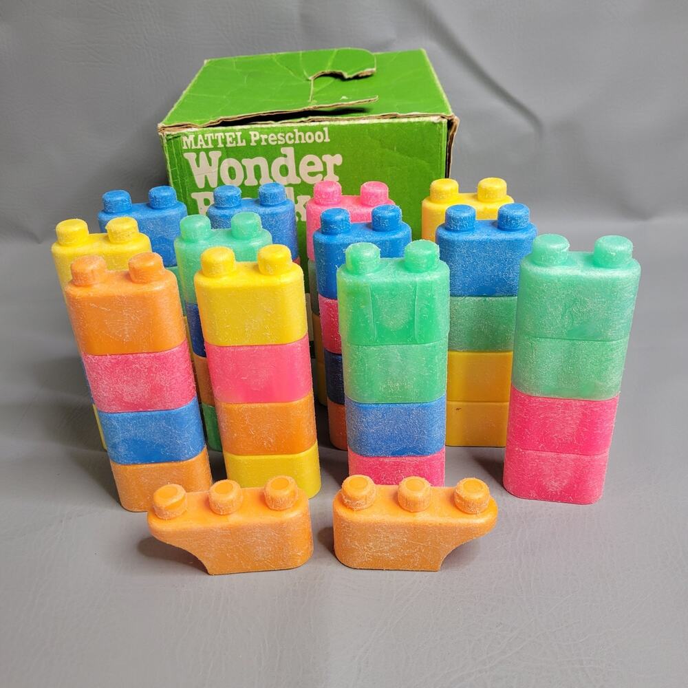 Wonder Blocks Mattel Preschool Blocks- 50 pieces - Vintage 1982 Original Box